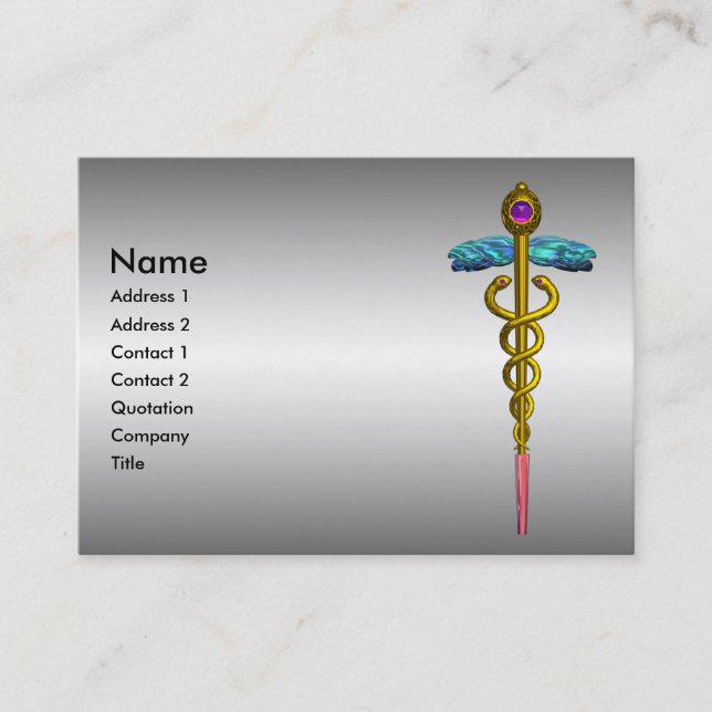 Carte De Visite OR CADUCUS, MÉDICALE SYMBOLE effet métallique (Devant)