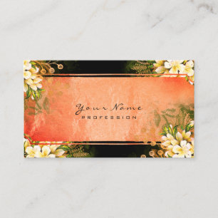 Carte De Visite Or de corail vert en bon état floral de rose blan