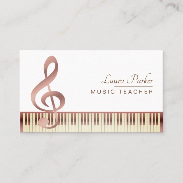 Carte De Visite Or de cru de clavier de piano de professeur de (Devant)