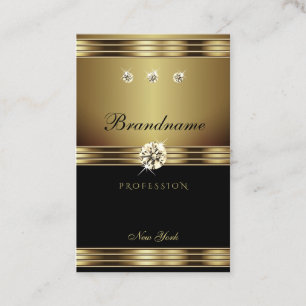 Carte De Visite Or de luxe et noir avec diamants lumineux