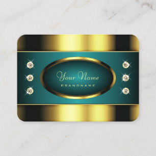 Carte De Visite Or de luxe et Turquoise avec Diamonds Professional