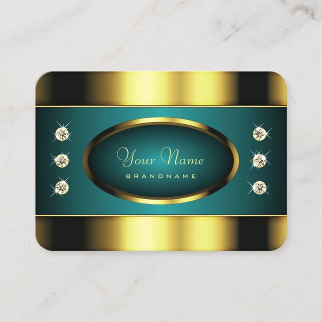 Carte De Visite Or de luxe et Turquoise avec Diamonds Professional (Devant)