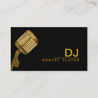 Carte De Visite Or de microphone de professeur de musique du DJ de