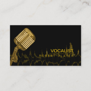 Carte De Visite Or de microphone de professeur de musique du DJ de