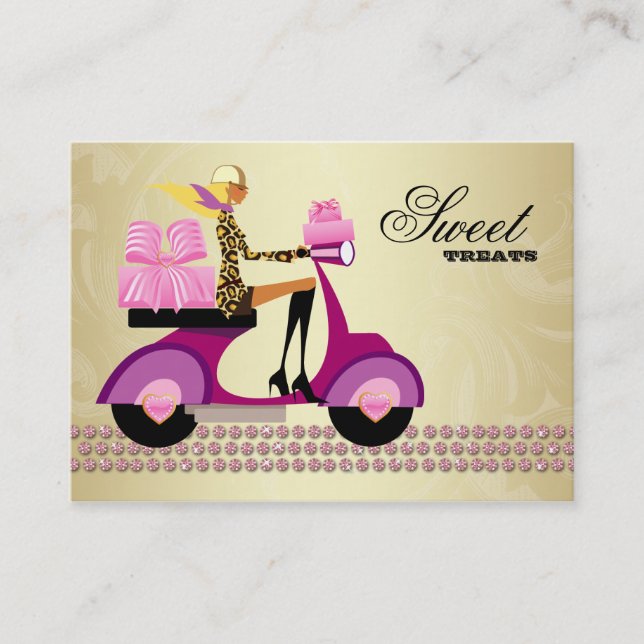 Carte De Visite Or de rose de bijoux de fille de scooter de (Devant)