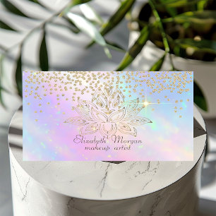 Carte De Visite Or Diamants Lotus Couleurs Brillantes Holographiqu