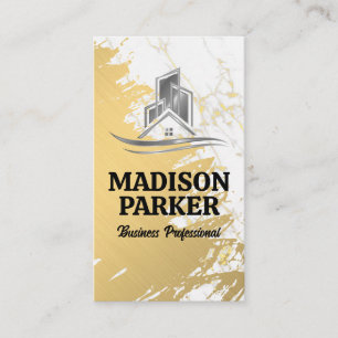 Carte De Visite Or et marbre Logo immobilier