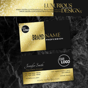 Carte De Visite Or et noir avec Parties scintillant Stars Logo Bic