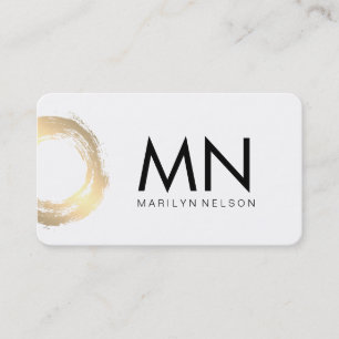 Carte De Visite Or Faux Brossé avec Monogramme Chic