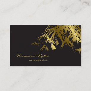 Carte De Visite Or feuilles de bambou noir et or oriental style ze