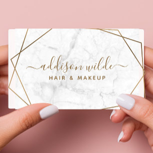 Carte De Visite Or Géométrique Marbre Blanc Abstrait Simple Modern