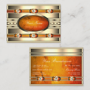 Carte De Visite Or glamour avec diamants Motifs en marbre orange