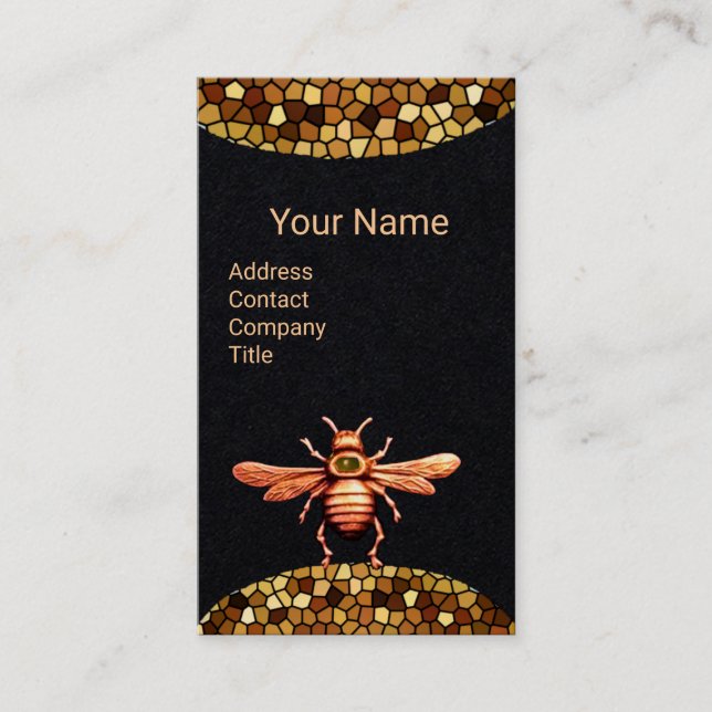 Carte De Visite OR HONEY BEE, BEEKEEPER BEEKEEPER MONOGRAM Noir (Devant)