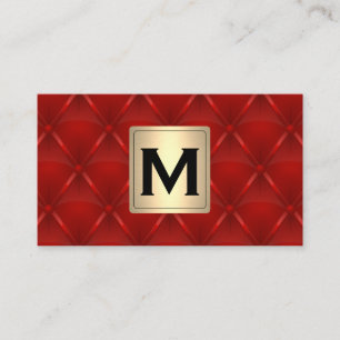 Carte De Visite Or métallique Monogramme Rouge en retrait
