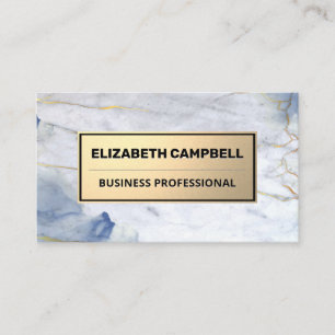 Carte De Visite Or métallique Texture en marbre bleu