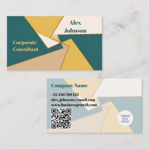 Carte De Visite Or minimaliste géométrique moderne et LOGO QR Turq