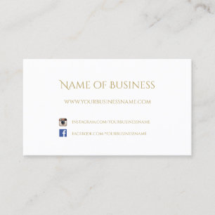 Carte De Visite Or Minimaliste Réseaux Sociaux en Or Blanc
