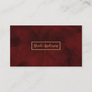Carte De Visite Or Moderne Floral Aquarelle Rouge Élégant