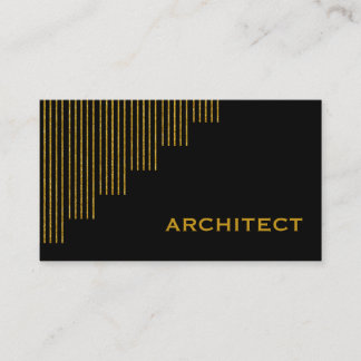 Carte De Visite Or moderne, noir rayures verticales architecte