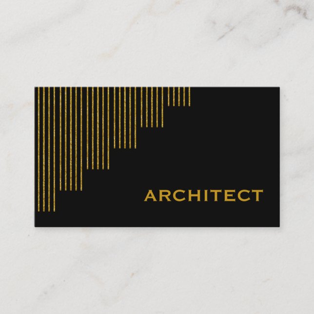 Carte De Visite Or moderne, noir rayures verticales architecte (Devant)
