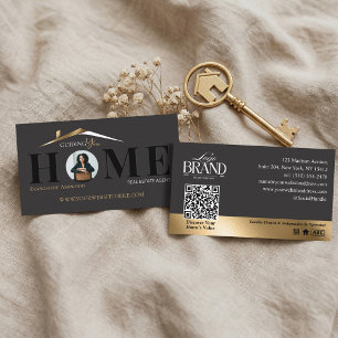 Carte De Visite Or Noir Agent Immobilier Professionnel à Domicile