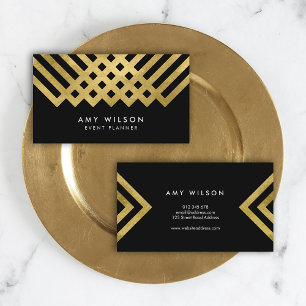 Carte De Visite Or noir élégant audacieux de Faux géométrique