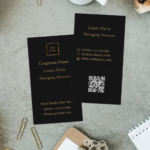Carte De Visite Or noir logo minimaliste moderne premium