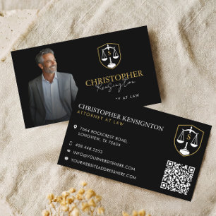 Carte De Visite Or Noir Luxe Avocat Photo Cabinet d'Avocats Monogr