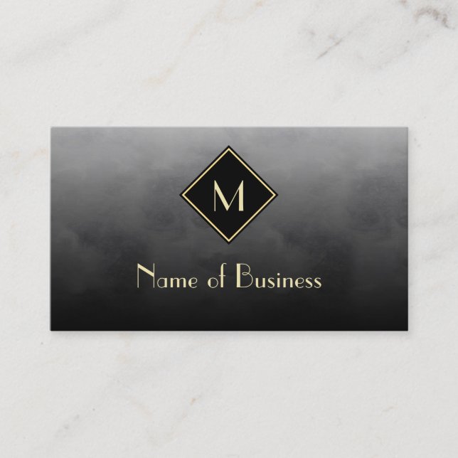 Carte De Visite Or Noir Luxe Monogramme (Devant)