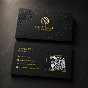 Carte De Visite Or Noir Luxueux Code QR Immobilier Moderne