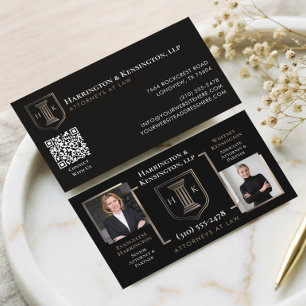 Carte De Visite Or Noir Monogram Avocats de Luxe Photo