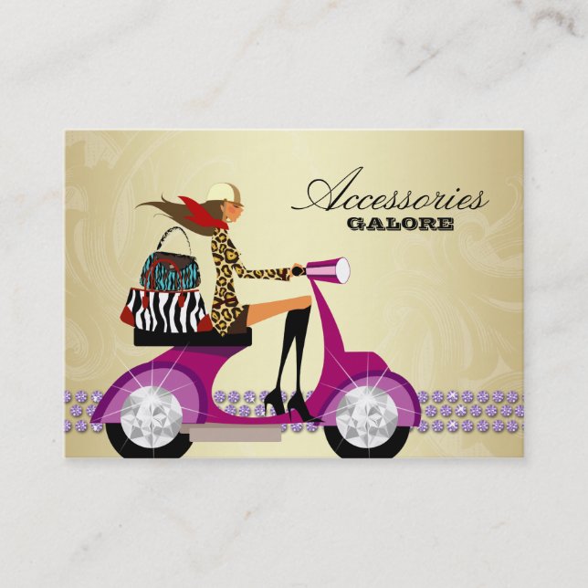 Carte De Visite Or pourpre 2 de bijoux de bourses d'accessoires de (Devant)