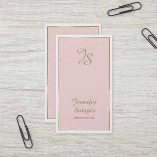 Carte De Visite Or Rose Blanc Luxe Moderne Monogramme Tendance