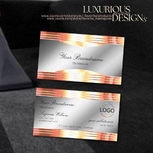 Carte De Visite Or Rose brillant Silver Shimmery avec logo