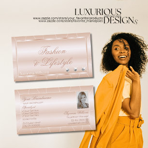 Carte De Visite Or Rose de luxe avec diamants et photo Exquise