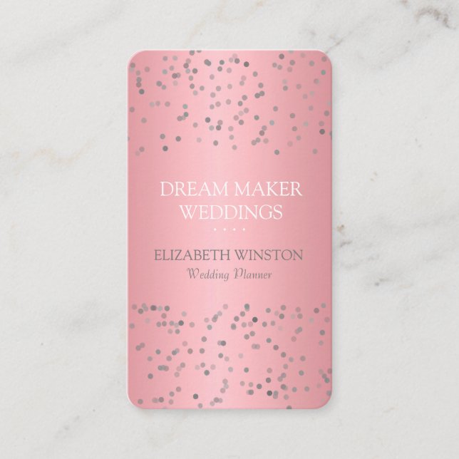 Carte De Visite Or Rose Gold Confetti Professionnel Moderne (Devant)