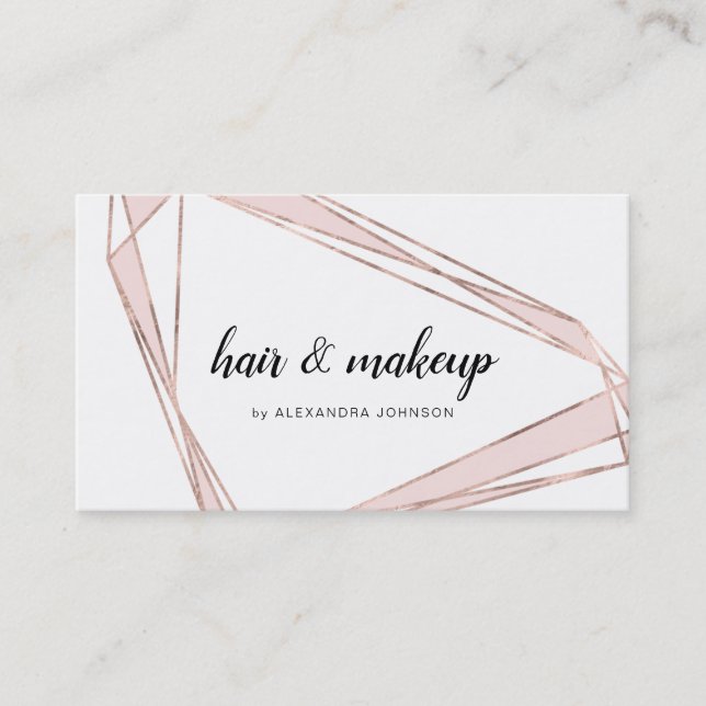 Carte De Visite Or rose - Maquillage géométrique des cheveux rose- (Devant)