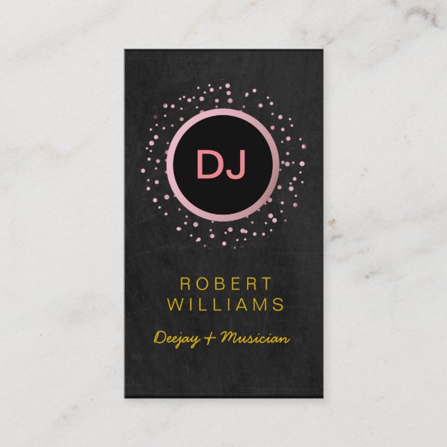 Carte De Visite Or rose professionnel de professeur de musique de (Devant)