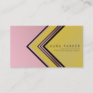 Carte De Visite Or Rose rétro Finance géométrique Moderne