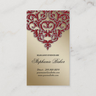 Carte De Visite Or rouge d'étincelle de damassé d'organisateur de