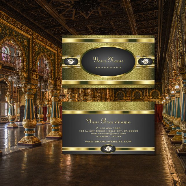 Carte De Visite Or très élégant et noir couleur avec diamants (Créateur téléchargé)