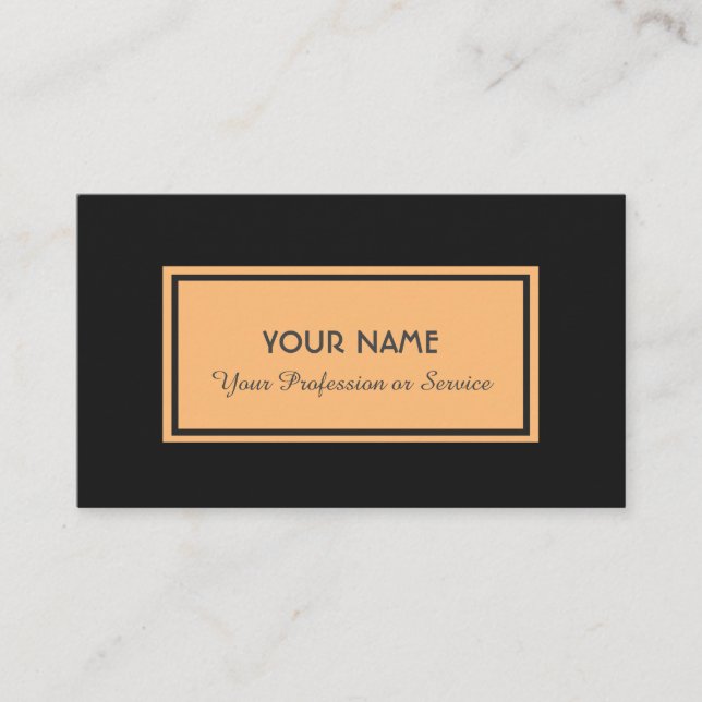 Carte de visite orange à double encadrement noir (Devant)
