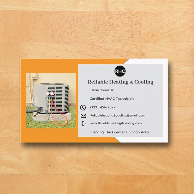 Carte De Visite Orange AC Unité de chauffage Refroidissement Hvac  (Orange AC Business Card )