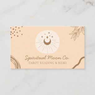 Carte De Visite Orange Blush Lune Étoiles Spirituel Reiki