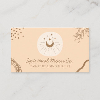 Carte De Visite Orange Blush Lune Étoiles Spirituel Reiki