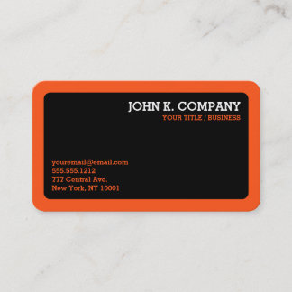 Carte De Visite Orange Border Black Modern Minimal Professionnel