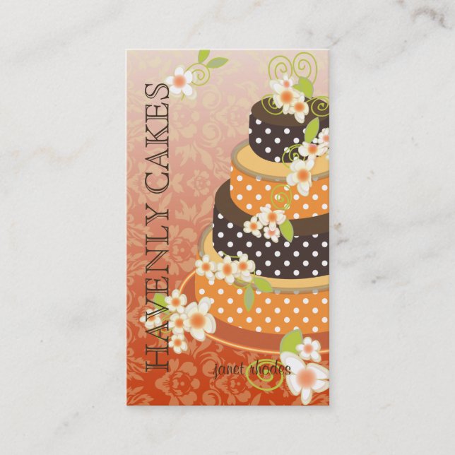 Carte De Visite Orange + Chocolat Mariage Gâteau/boulangerie/pâtis (Devant)