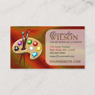 Carte De Visite Orange Coloré Artiste Art Store Art Teacher