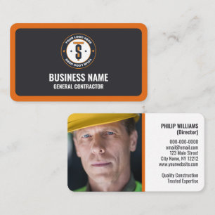 Carte De Visite Orange Dark Grey Logo d'entreprise Entrepreneur gé