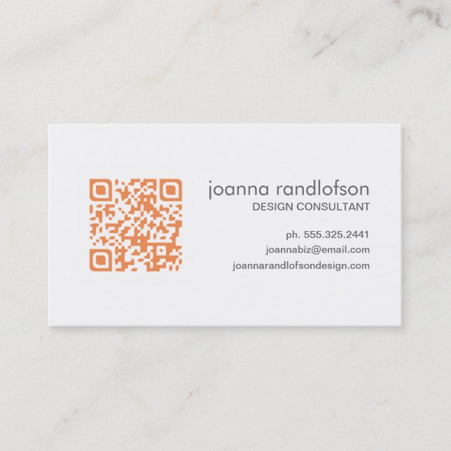 Carte de visite orange de CODE de la mandarine QR (Devant)